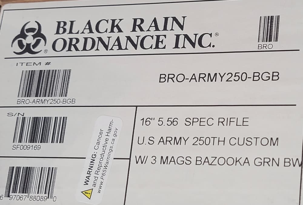 Black Rain Ordnance SPEC15 Army 250TH Custom 5.56 NATO/223 Rem 16" Threaded-img-22