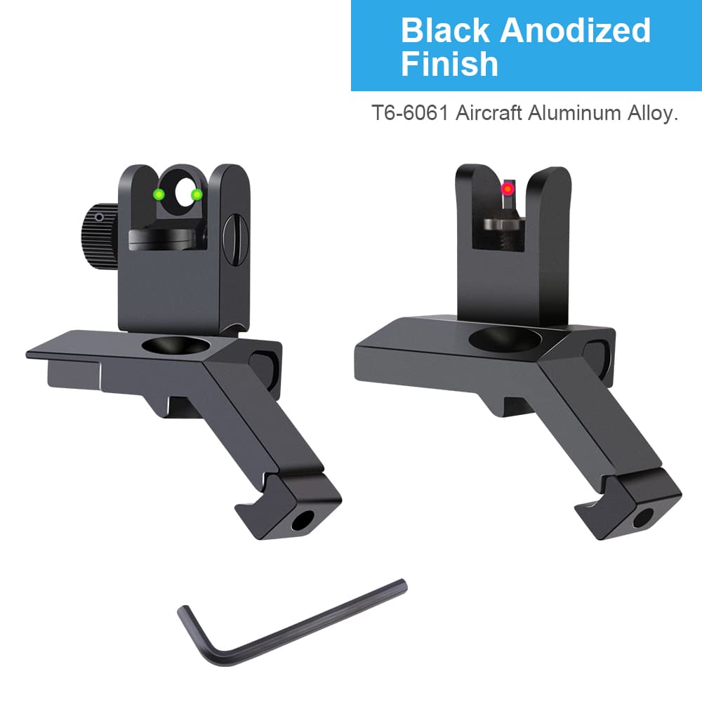 Fiber Optics 45 Degree Offset Flip Up Iron Sights Low Profile Rapid Transit-img-4