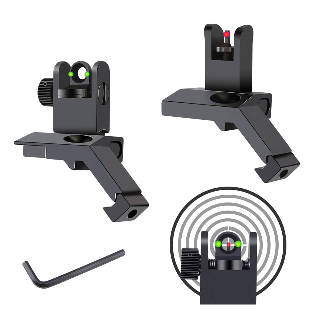Fiber Optics 45 Degree Offset Flip Up Iron Sights Low Profile Rapid Transit-img-0