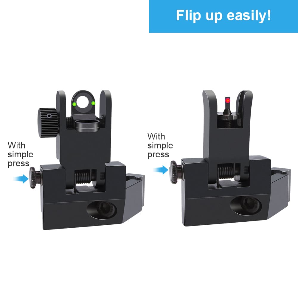 Fiber Optics 45 Degree Offset Flip Up Iron Sights Low Profile Rapid Transit-img-5