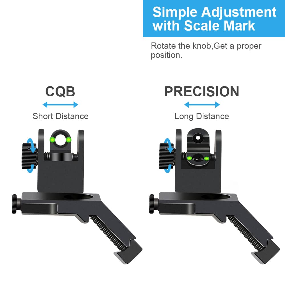 Fiber Optics 45 Degree Offset Flip Up Iron Sights Low Profile Rapid Transit-img-2