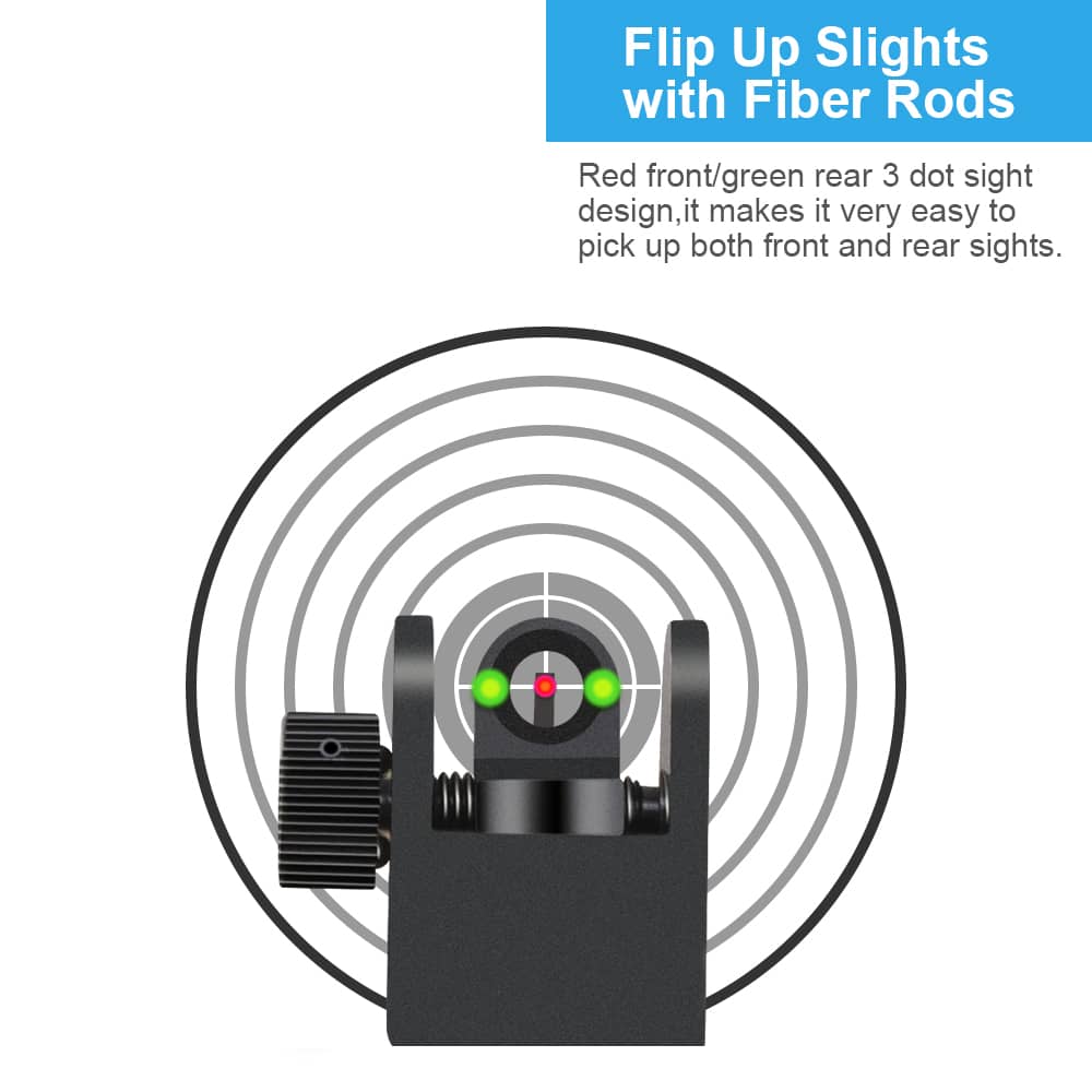 Fiber Optics 45 Degree Offset Flip Up Iron Sights Low Profile Rapid Transit-img-1