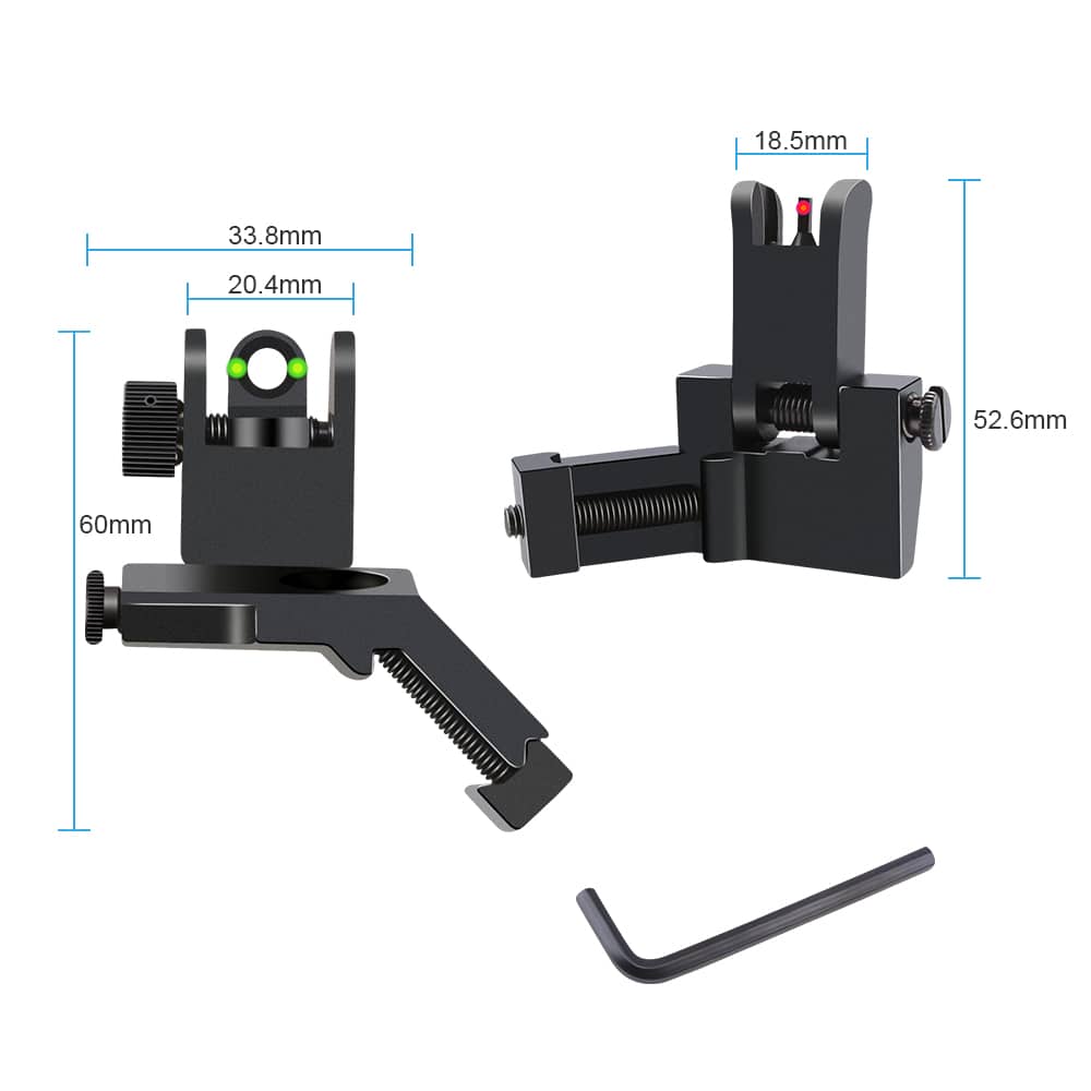 Fiber Optics 45 Degree Offset Flip Up Iron Sights Low Profile Rapid Transit-img-3