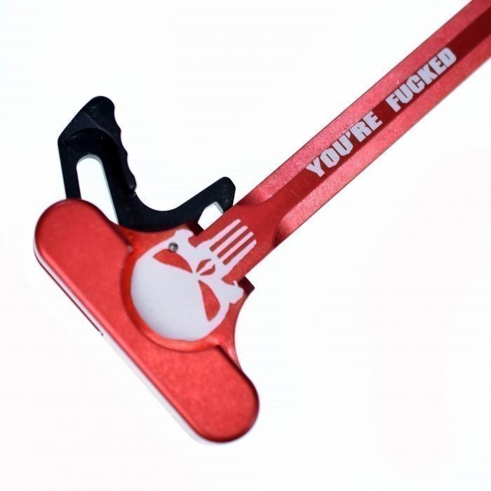 AR-15 Charging Handle Punisher YF Red w Latch-img-0