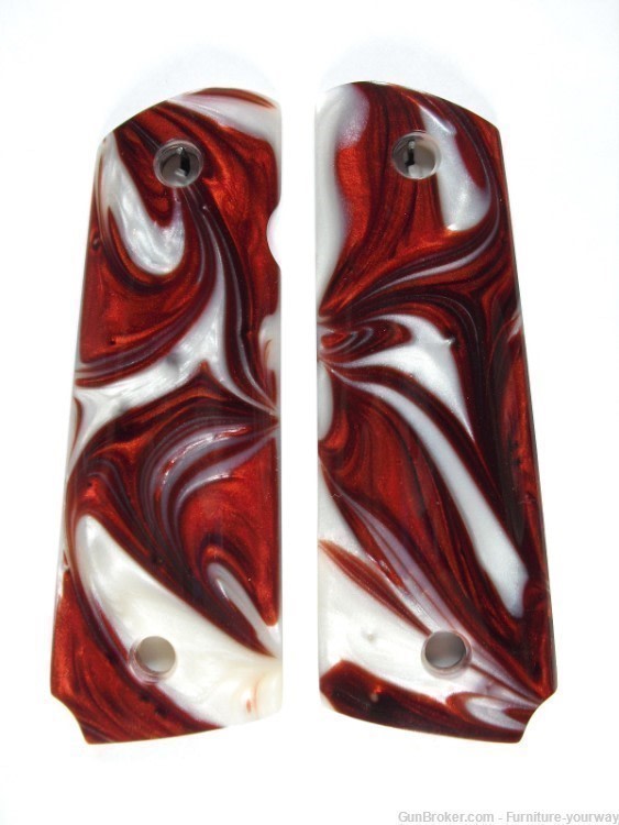 Red & White Pearl 1911 Grips (Full Size)-img-0