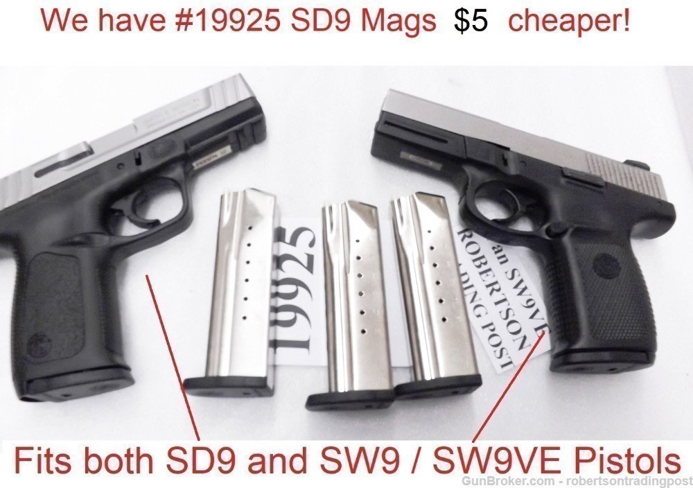 3 S&W 9mm SW9 Magazines 16 shot SW9VE SD9 SD9VE $19.90 ea Free ship 25095-img-11