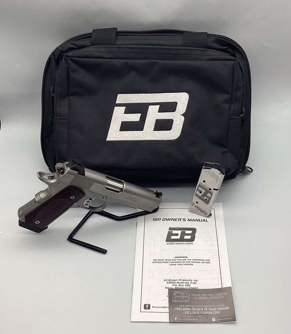 Ed Brown Custom 1911 Executive Commander, .45 ACP, Stainless, OG Soft Case-img-0