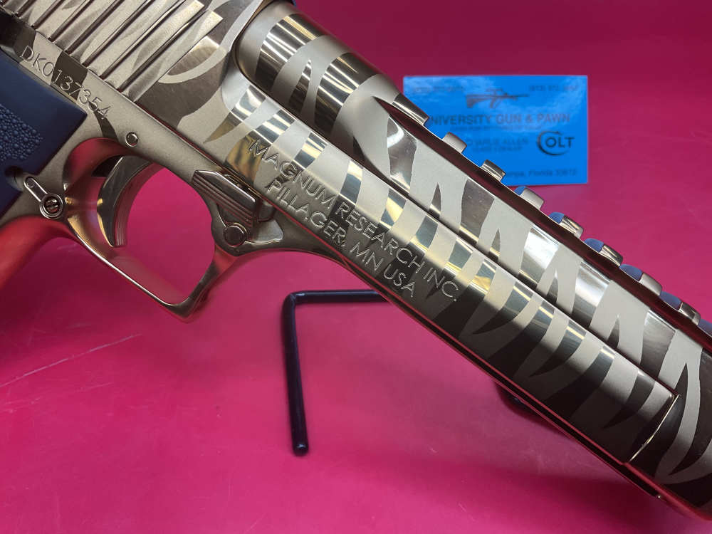 Magnum Research Desert Eagle Mark XIX L6 44 Mag Gold Tiger Stripes 6"-img-21