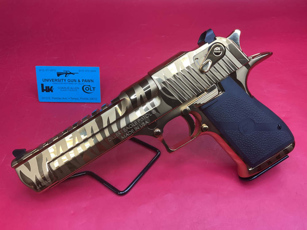 Magnum Research Desert Eagle Mark XIX L6 44 Mag Gold Tiger Stripes 6"-img-1