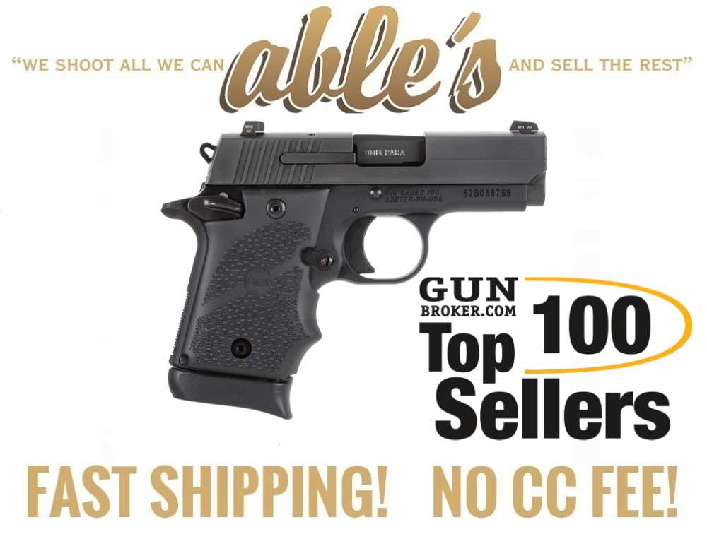 Sig Sauer P938 Pistol 9389BRGAMBI, 9mm, 3 in, Rubber Grip, Black, 7 Rd, NIB-img-0