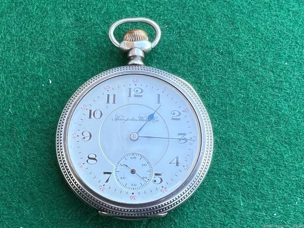 ANTIQUE HAMPDEN 1914 S16 17J WM McKINLEY STERLING SILVER POCKET WATCH-img-0