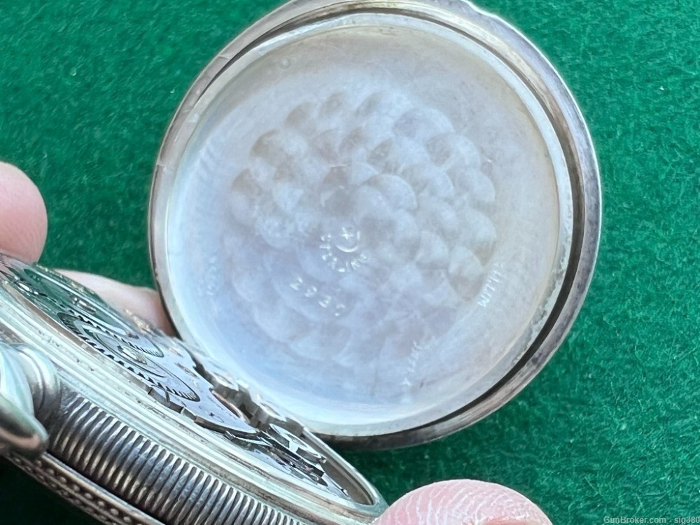 ANTIQUE HAMPDEN 1914 S16 17J WM McKINLEY STERLING SILVER POCKET WATCH-img-9