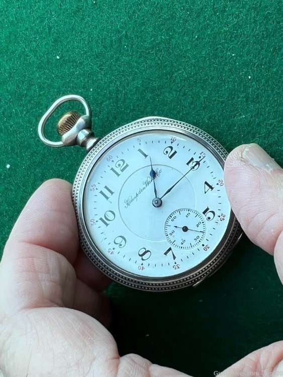 ANTIQUE HAMPDEN 1914 S16 17J WM McKINLEY STERLING SILVER POCKET WATCH-img-1