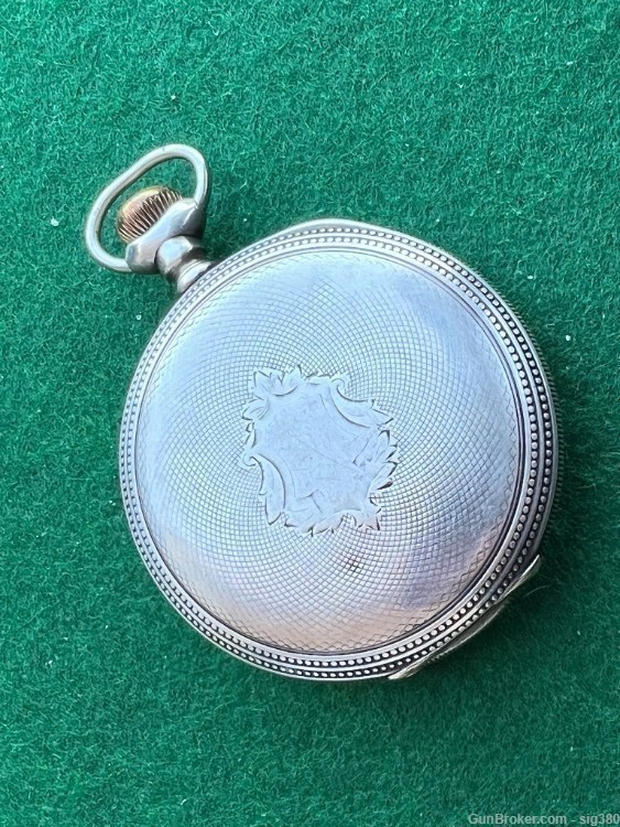 ANTIQUE HAMPDEN 1914 S16 17J WM McKINLEY STERLING SILVER POCKET WATCH-img-2