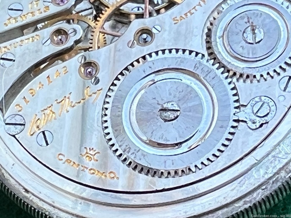 ANTIQUE HAMPDEN 1914 S16 17J WM McKINLEY STERLING SILVER POCKET WATCH-img-7