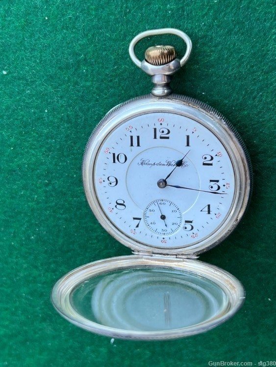 ANTIQUE HAMPDEN 1914 S16 17J WM McKINLEY STERLING SILVER POCKET WATCH-img-4
