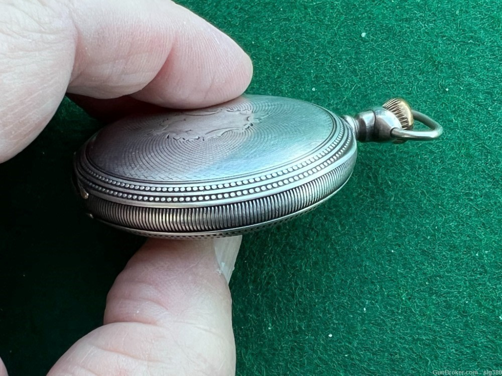 ANTIQUE HAMPDEN 1914 S16 17J WM McKINLEY STERLING SILVER POCKET WATCH-img-3
