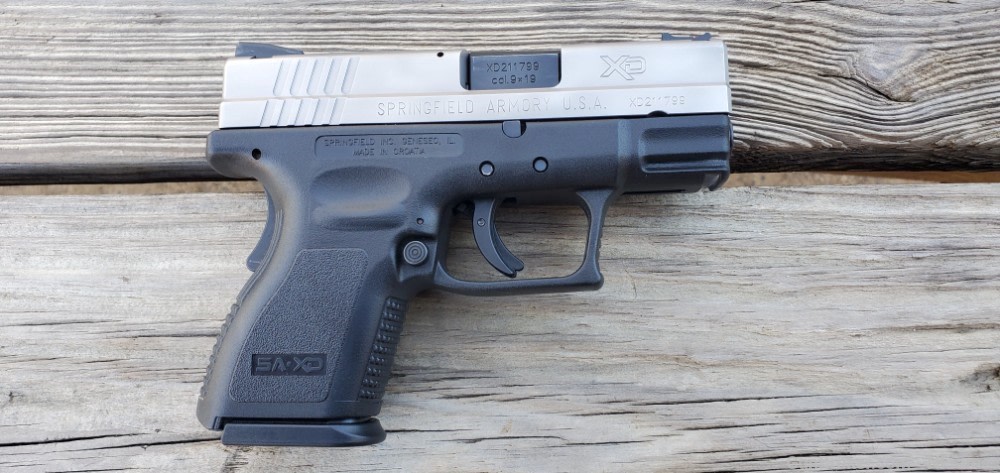 Springfield Armory XD9 sub compact stainless bi tone. Custom sights.-img-0