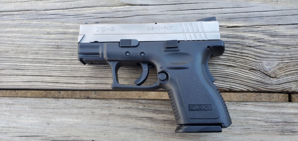 Springfield Armory XD9 sub compact stainless bi tone. Custom sights.-img-3