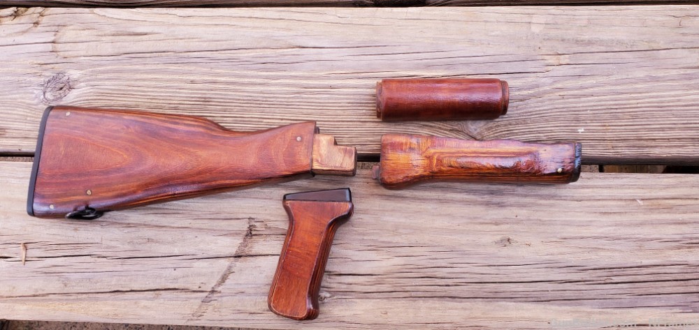 Beautiful Russian Red AK AK47 AK74 wood Stock Set-img-1