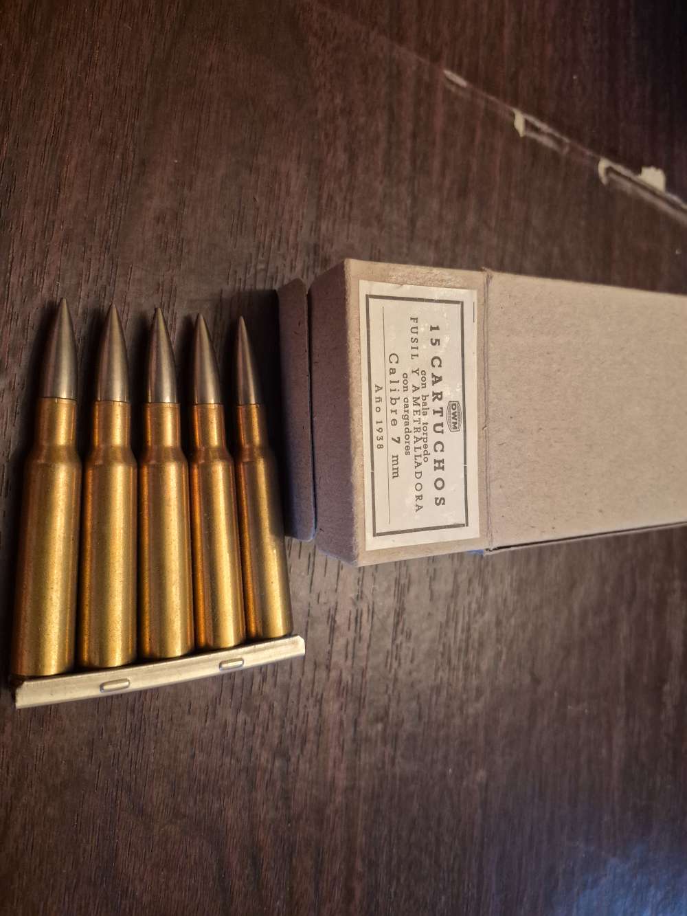 7mm mauser(7×57mm) DWM German vintage 1938 vintage ammo 15 rds in clips-img-1