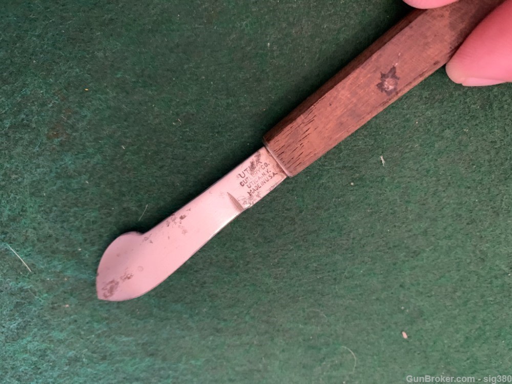 ANTIQUE UTICA CUTLERY WOOD SCALPEL FIXED BLADE KNIFE-img-1