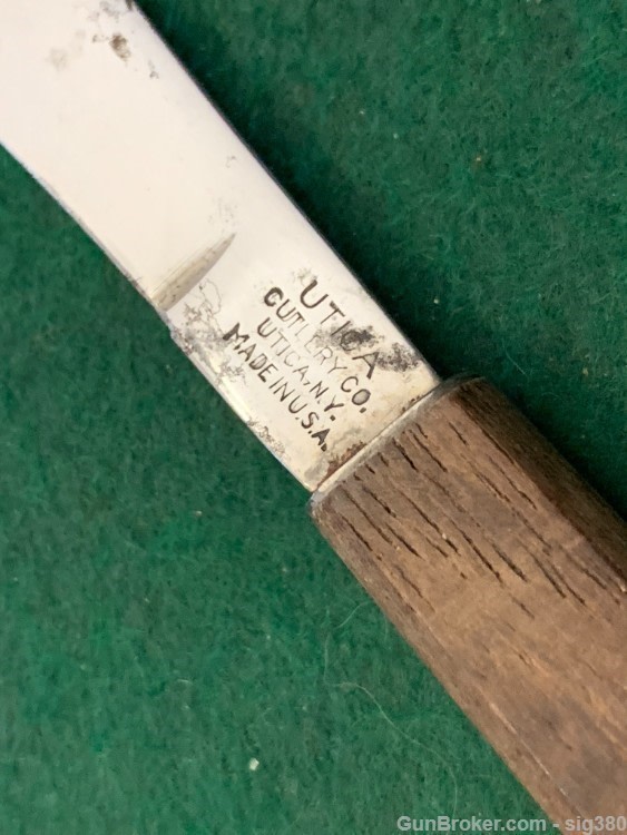 ANTIQUE UTICA CUTLERY WOOD SCALPEL FIXED BLADE KNIFE-img-2