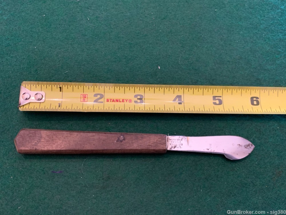 ANTIQUE UTICA CUTLERY WOOD SCALPEL FIXED BLADE KNIFE-img-4