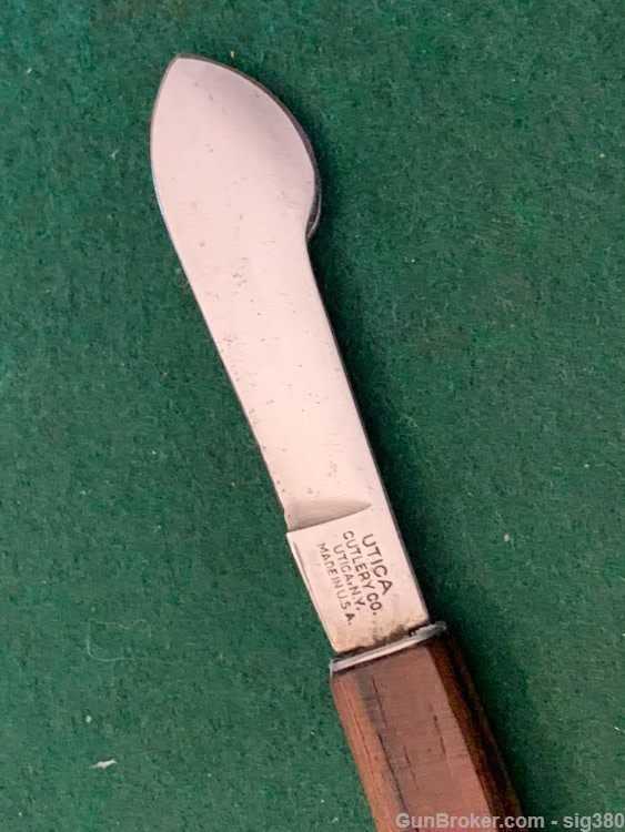 ANTIQUE UTICA CUTLERY WOOD SCALPEL FIXED BLADE KNIFE-img-1