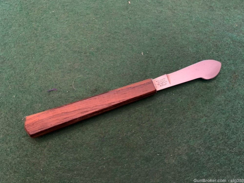 ANTIQUE UTICA CUTLERY WOOD SCALPEL FIXED BLADE KNIFE-img-0