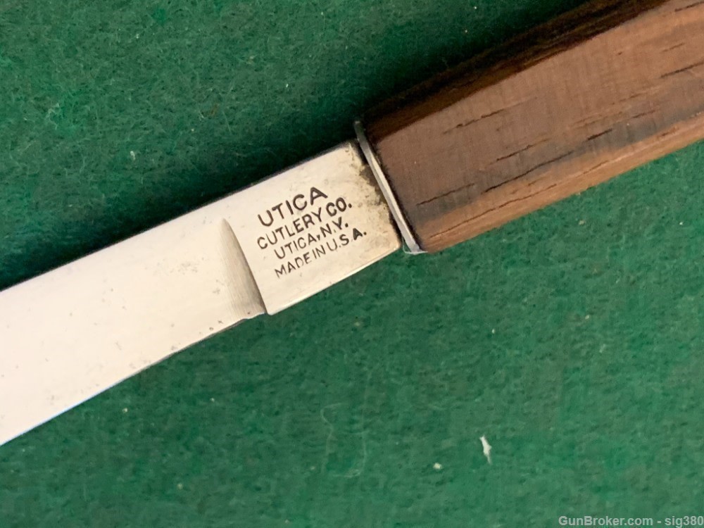 ANTIQUE UTICA CUTLERY WOOD SCALPEL FIXED BLADE KNIFE-img-2