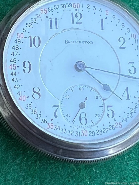 ANTIQUE BURLINGTON ILLINOIS 1921 S16 21J RR POCKET WATCH-img-1