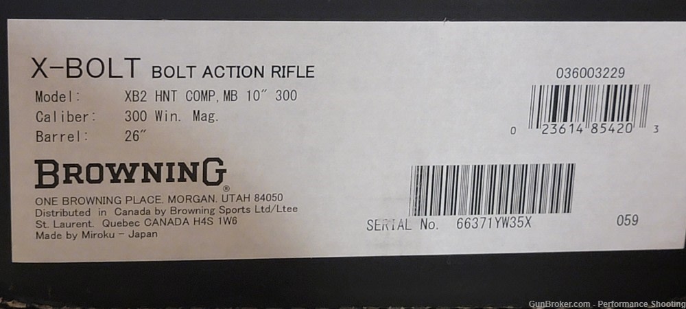 Browning X-Bolt 2 Composite Hunter 300 WIN MAG 26" Sporter Barrel -img-17