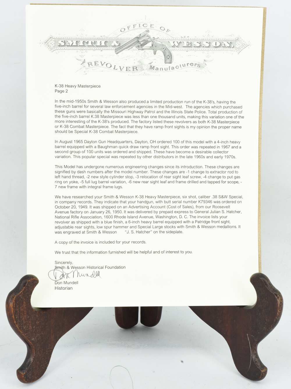 Smith & Wesson K-38 38spl Masterpiece lettered to Maj Gen Julian S. Hatcher-img-22