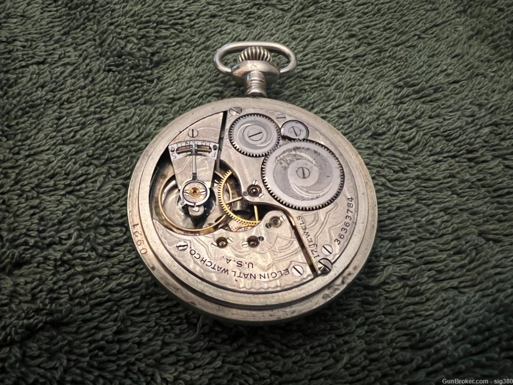 ANTIQUE ART DECO ELGIN MODEL 7 S16 17J POCKET WATCH, MADE 1937, RUNNING-img-3