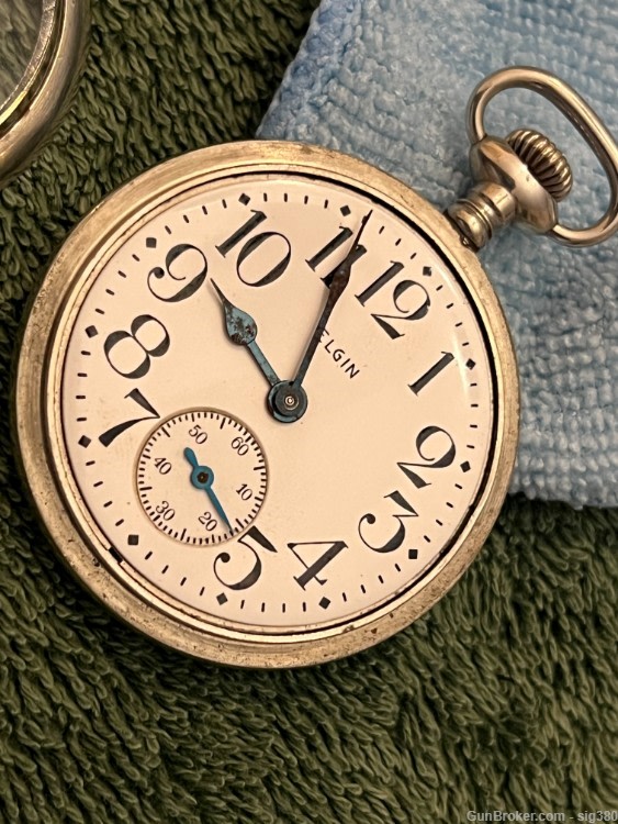 ANTIQUE ART DECO ELGIN MODEL 7 S16 17J POCKET WATCH, MADE 1937, RUNNING-img-1