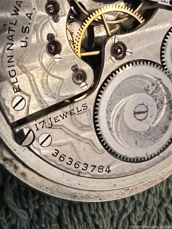 ANTIQUE ART DECO ELGIN MODEL 7 S16 17J POCKET WATCH, MADE 1937, RUNNING-img-4