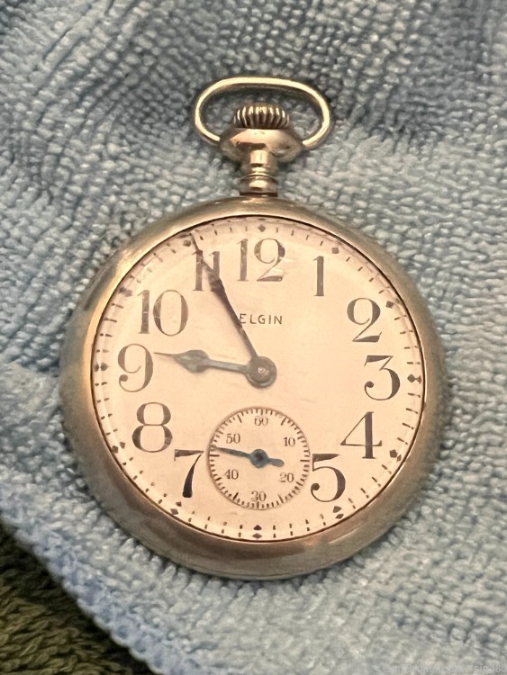ANTIQUE ART DECO ELGIN MODEL 7 S16 17J POCKET WATCH, MADE 1937, RUNNING-img-0