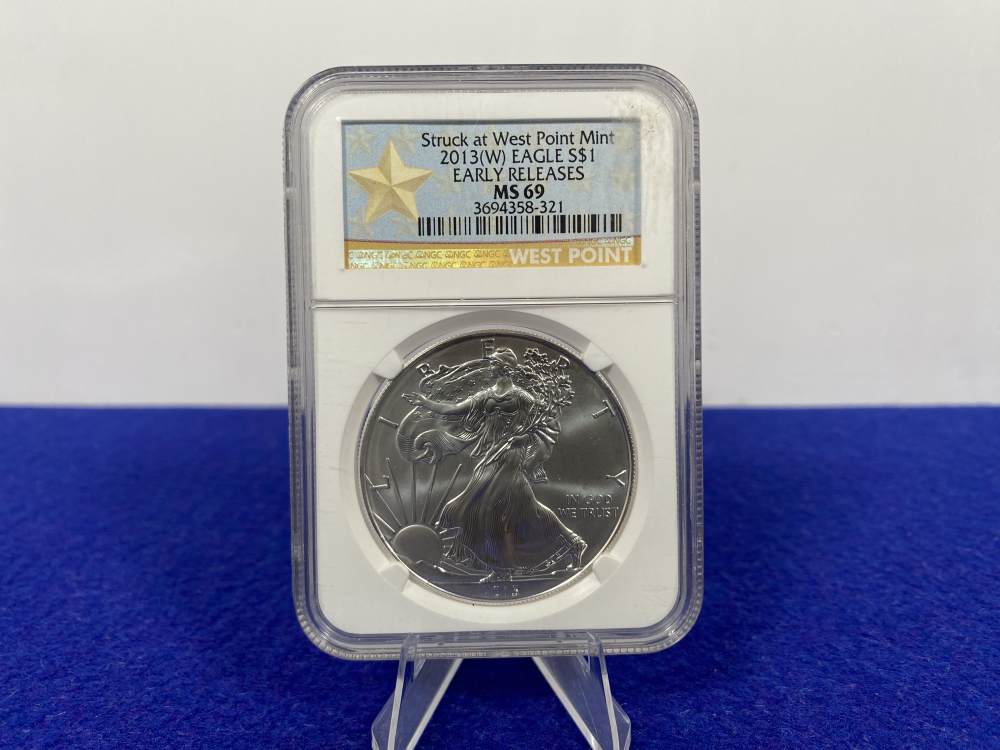 2013 Silver Eagle NGC MS69 *West Point* 1 Troy Ounce *FIRST RELEASES*-img-0