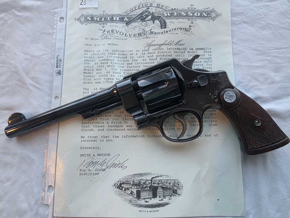 1931 S&W .44 SPL Hand Ejector 2nd Model ABERCROMBIE FITCH Factory Lettered-img-1