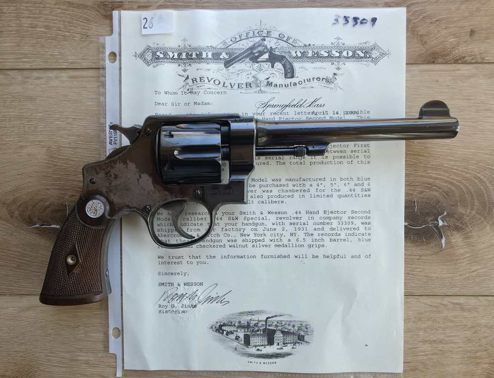 1931 S&W .44 SPL Hand Ejector 2nd Model ABERCROMBIE FITCH Factory Lettered-img-0