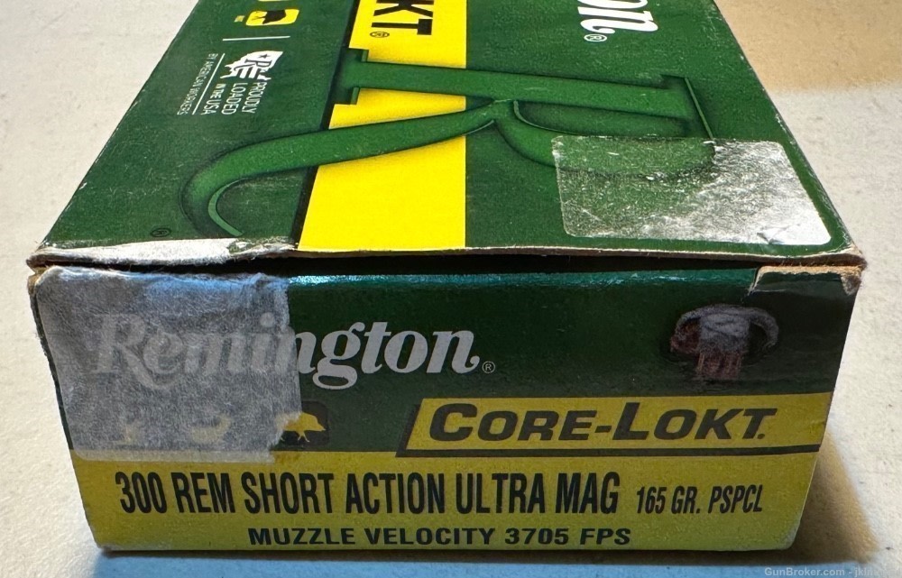 20 rounds Remington 300 Rem SAUM 165 grain Core-Lokt PSP brass cased ammo-img-0