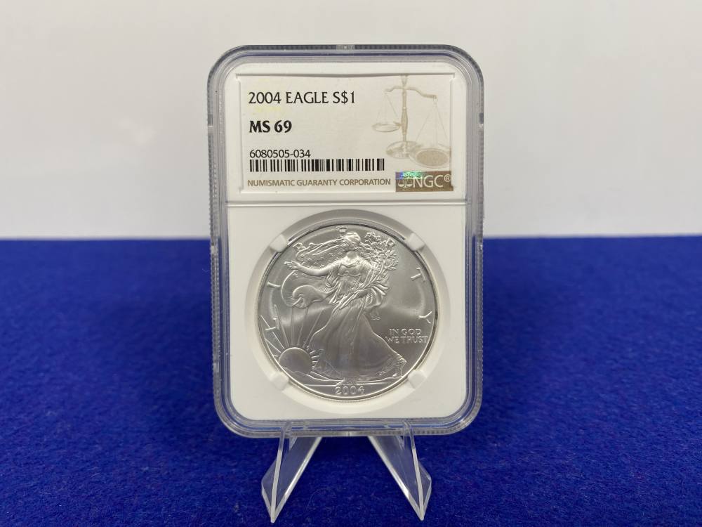 2004 American Silver Eagle PCGS MS69 *1 Troy Ounce* -DESIRABLE SILVER--img-0