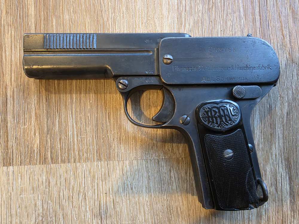 Dreyse Model 1907 7.65mm (.32 ACP) Pistol WWI German Crown/N Proofs C&R-img-0