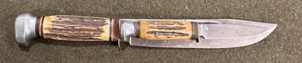 1950s - Solingen - C.D. Schaaff - Double Hunting Knife Set - Stag Handles-img-4