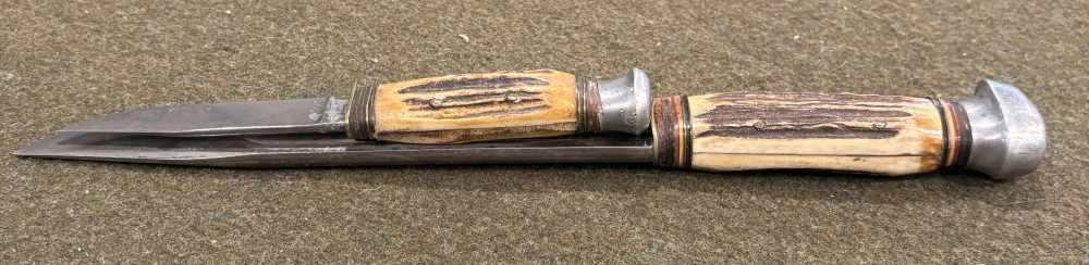 1950s - Solingen - C.D. Schaaff - Double Hunting Knife Set - Stag Handles-img-6