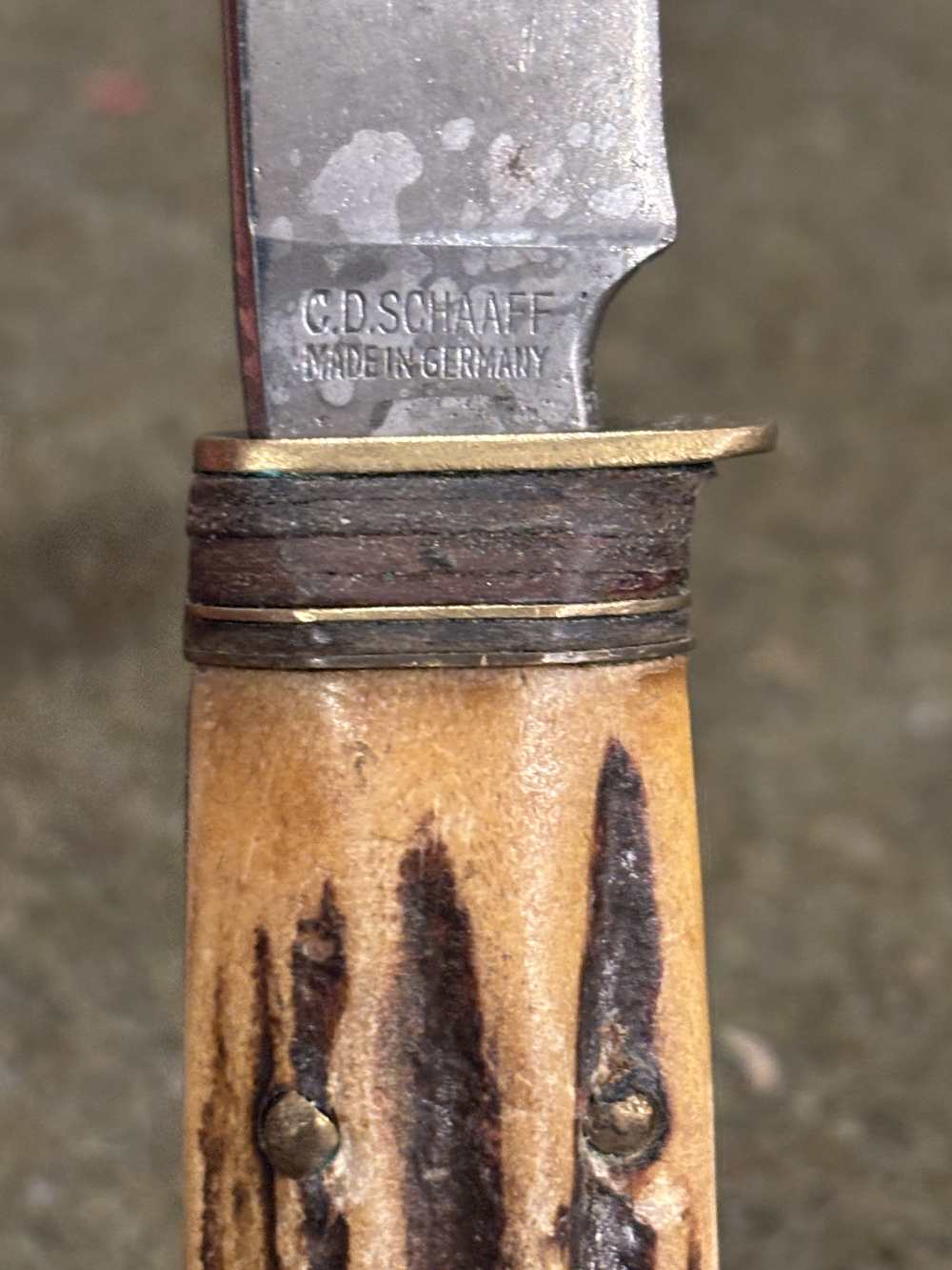 1950s - Solingen - C.D. Schaaff - Double Hunting Knife Set - Stag Handles-img-60