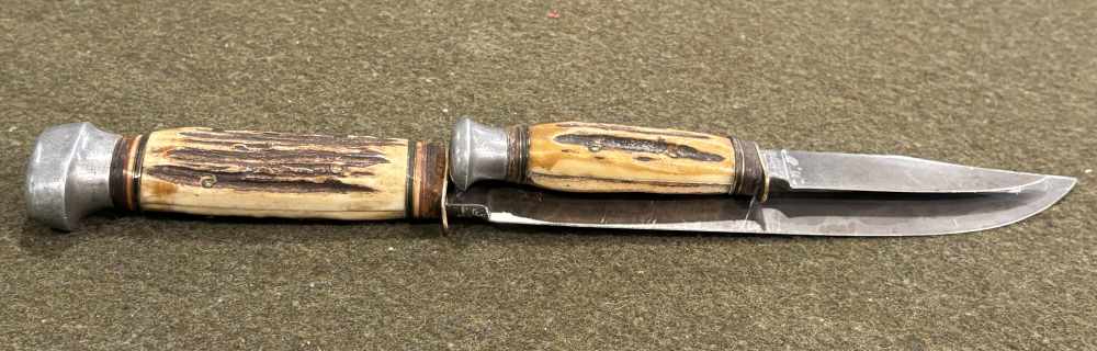 1950s - Solingen - C.D. Schaaff - Double Hunting Knife Set - Stag Handles-img-5