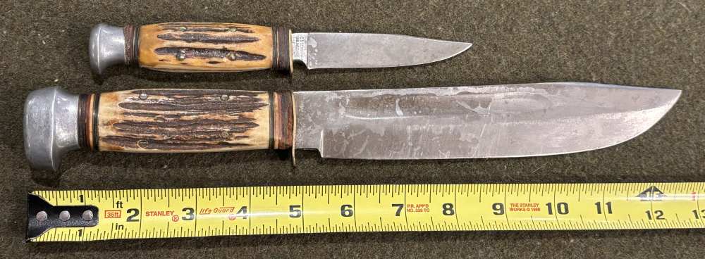 1950s - Solingen - C.D. Schaaff - Double Hunting Knife Set - Stag Handles-img-0