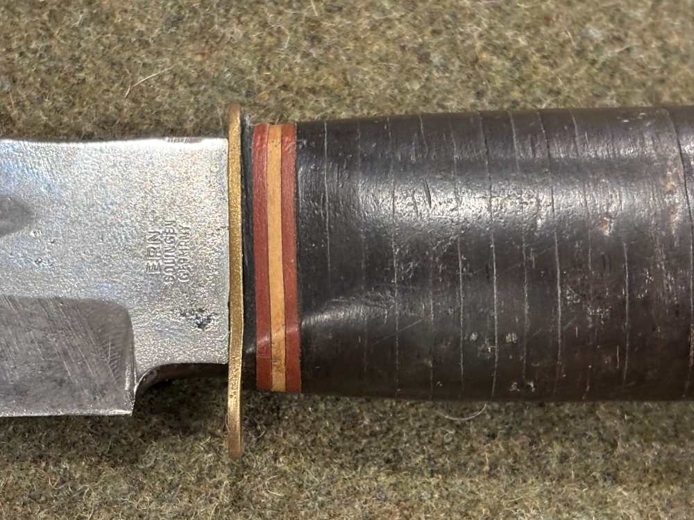 Vintage 1950s - Solingen Germany - ERN - Hunting Knife -Stacked Leather -img-16